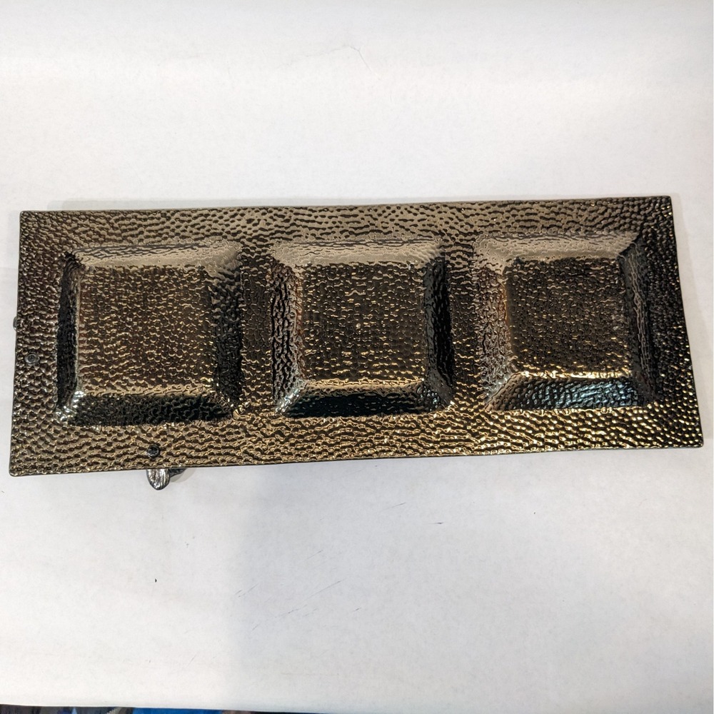 Michael Aram Black Orchid Triple Compartment Hammered Serving Tray 18" x 7.25" - Picture 3 of 15